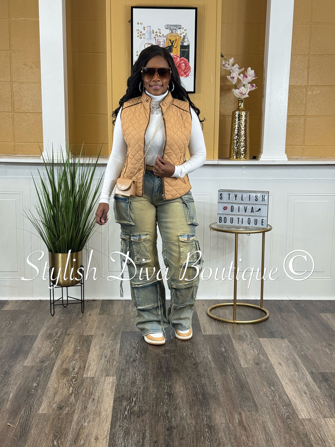 Main Character Acid Wash Cargo Jeans (Vintage Blue Wash)