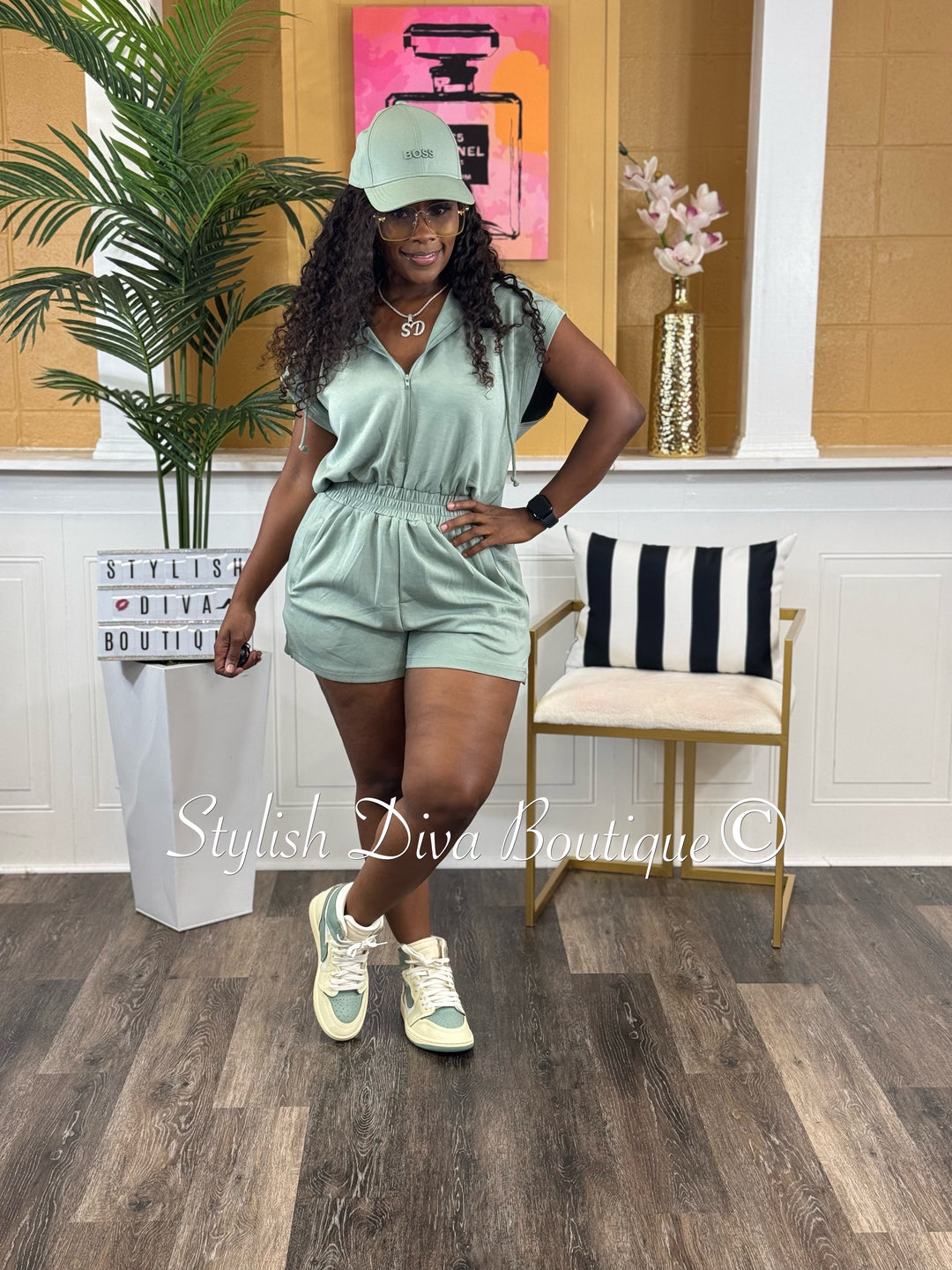 Jazmin Hooded Romper (Sage)