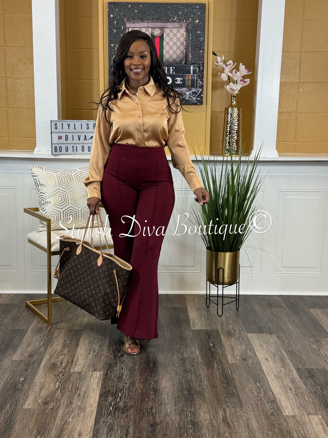 Gia Flare Pants (Dk Burgundy)