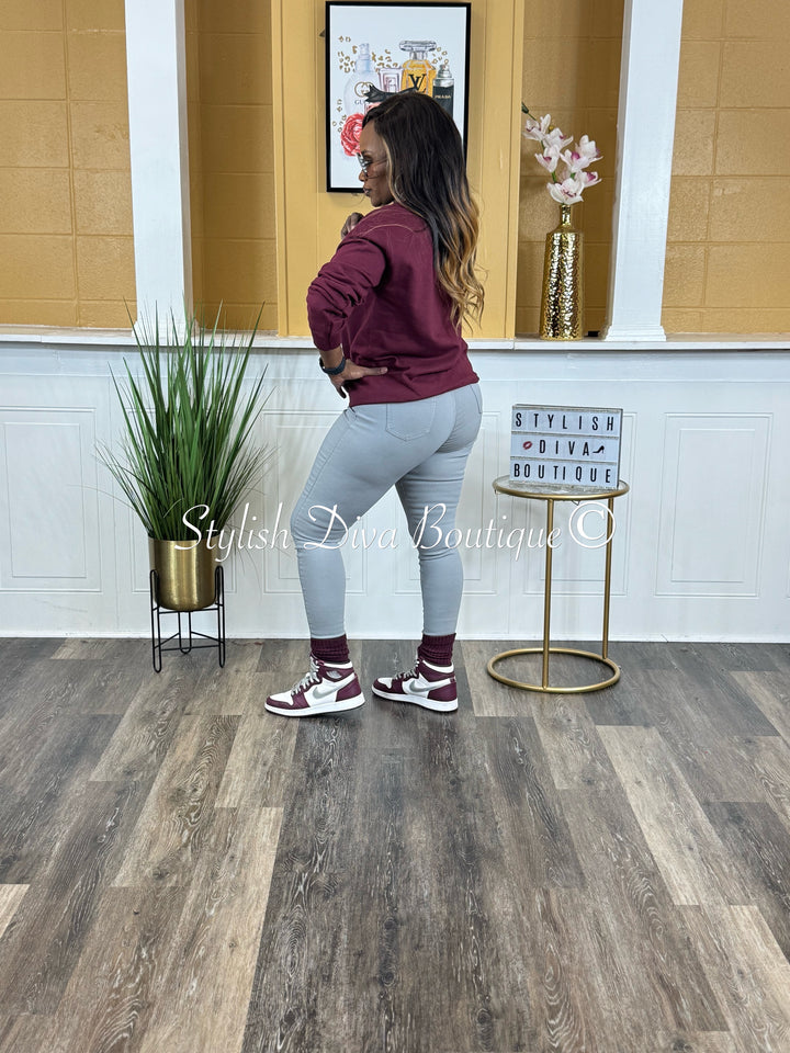 New York Sweatshirt Only up to 3XL (Burgundy/Grey Print)