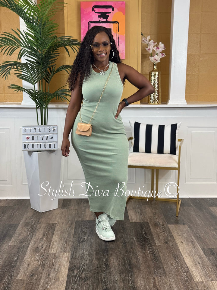 India Midi Dress (Sage Green)