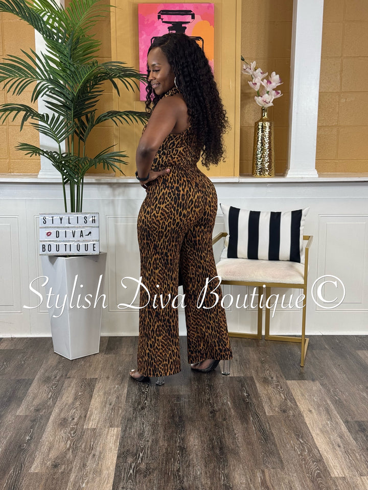 Jessica Cropped Set (Leopard Print)