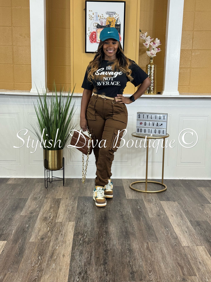 Be Savage Crop Top (Black/Brown Tie Dye)