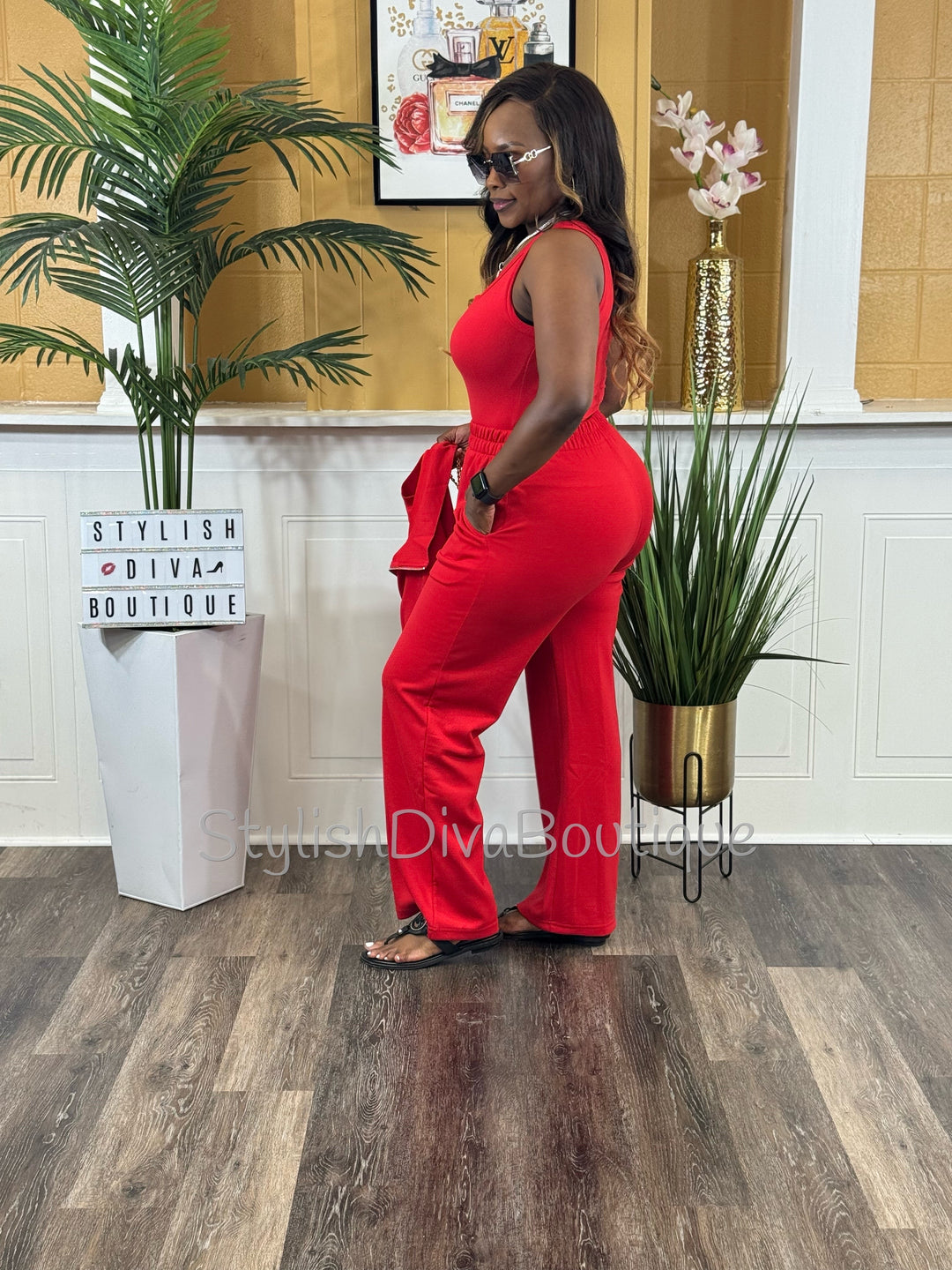 Polished Ease Half Zip Set Up to 3XL (Red)