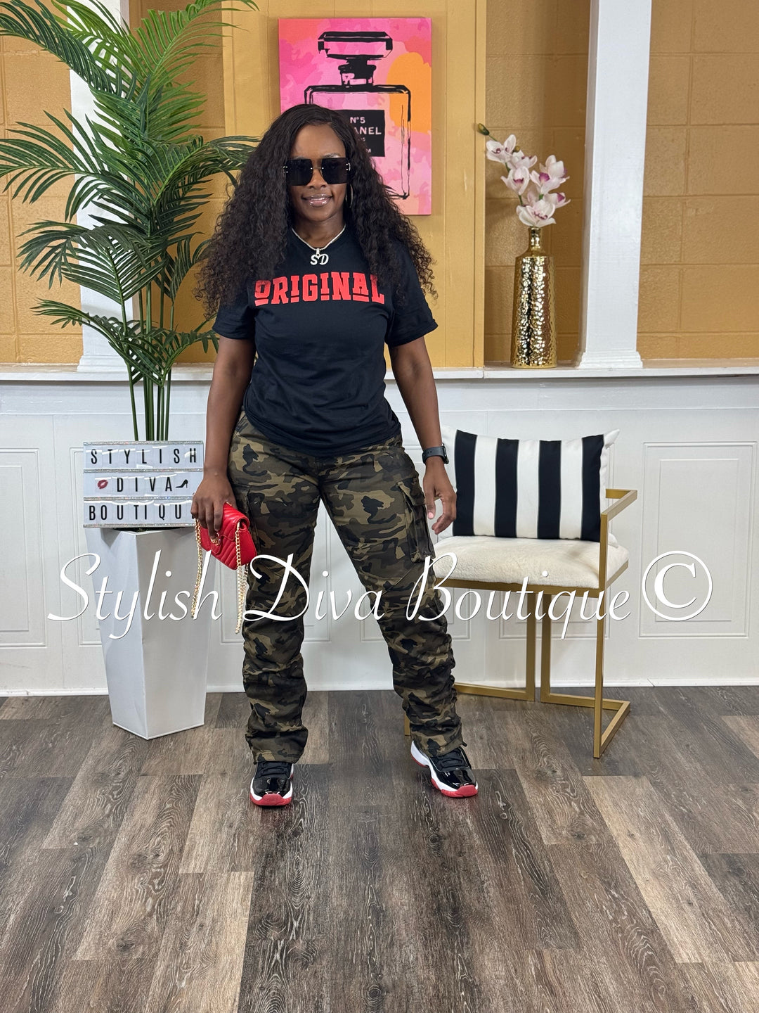 New Look Camo Shirred Pants