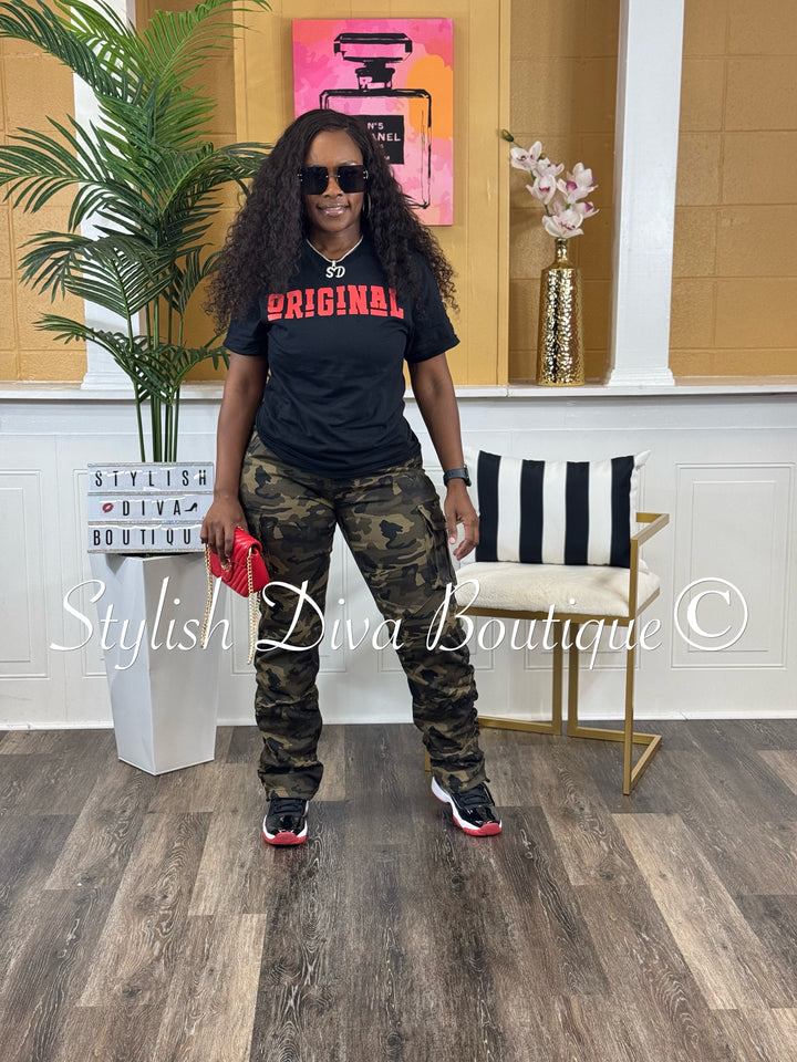 New Look Camo Shirred Pants