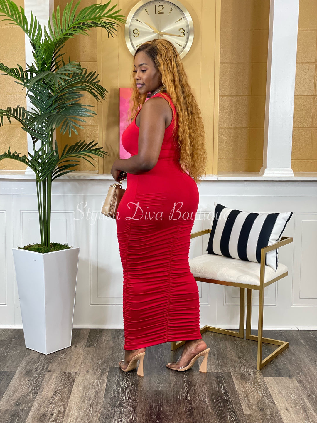 Candace Midi Dress (Red)