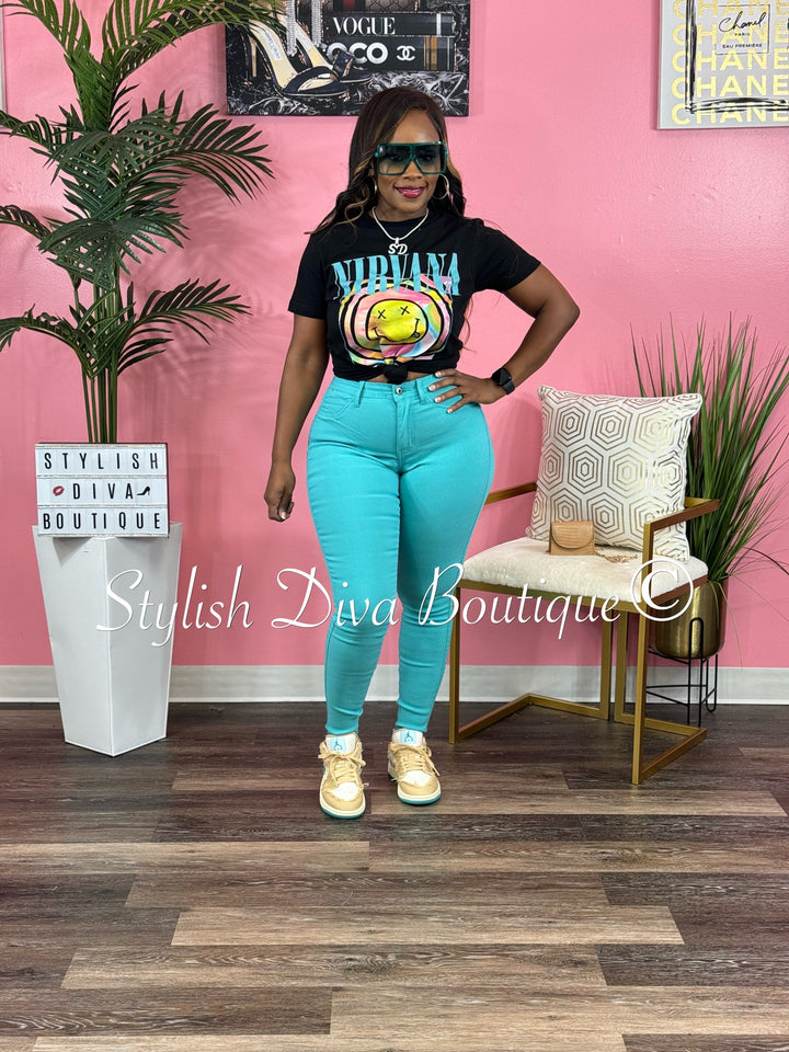 So Curvy Stretch Skinny Jeans up to 2XL (Turquoise)