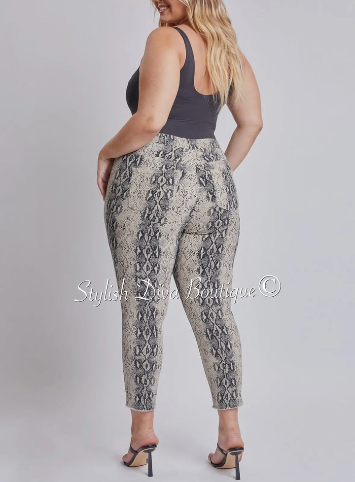 Snake Charmer Ankle Joggers up to 3XL (Taupe/Black)
