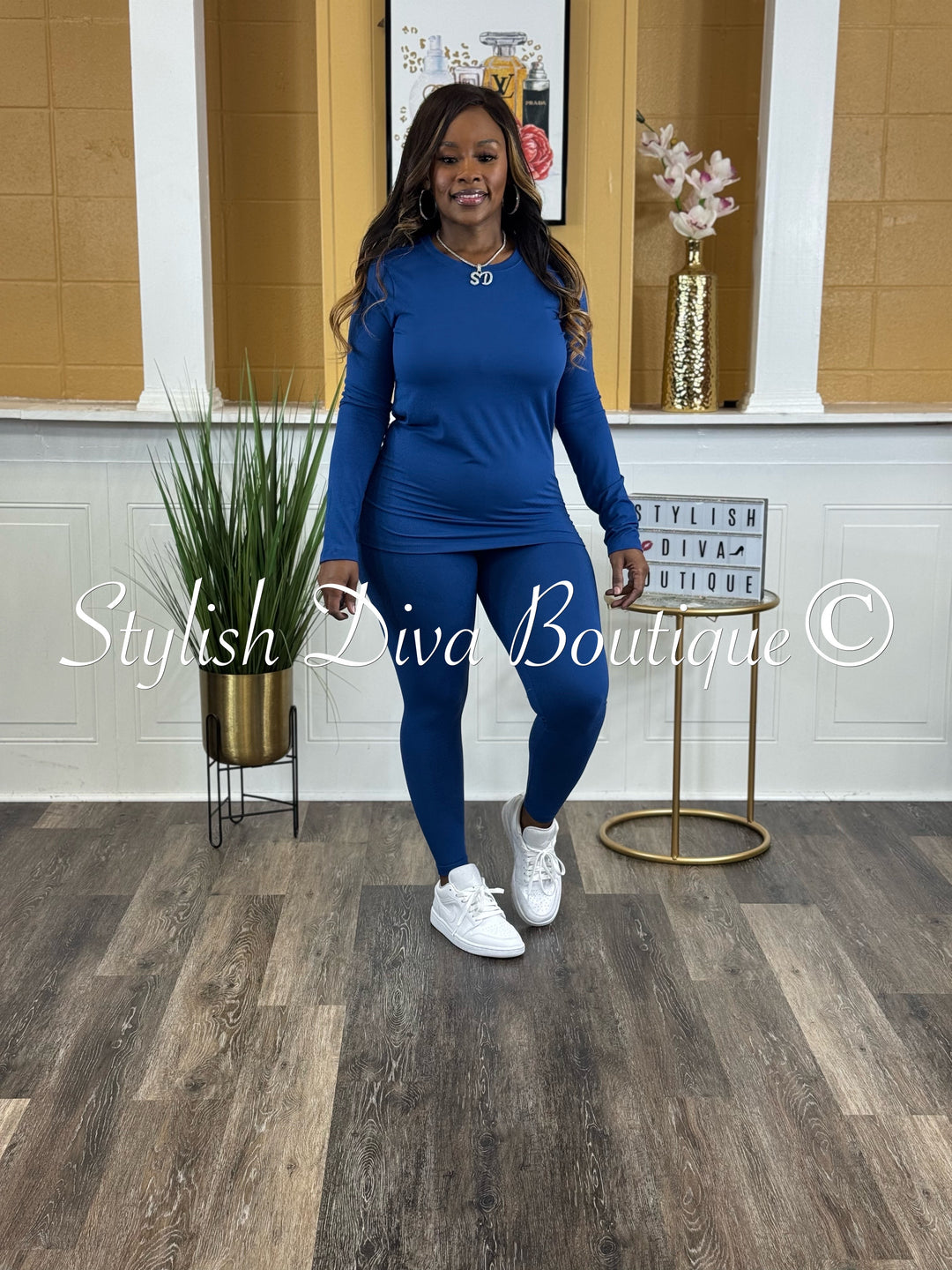 Weekend Ease Legging Set up to 3XL (Lt Navy)