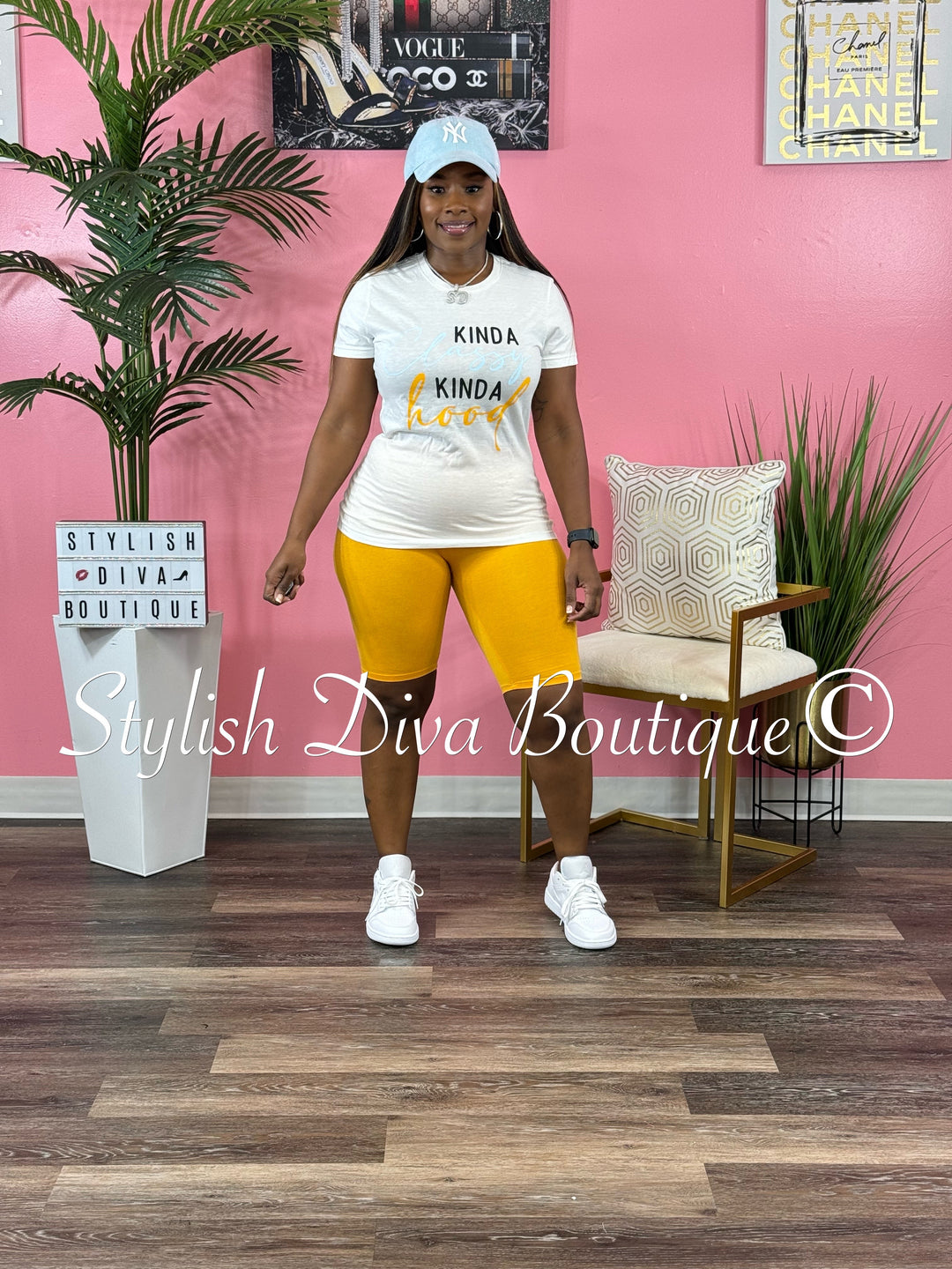 Cotton Biker Shorts (Yellow Gold)