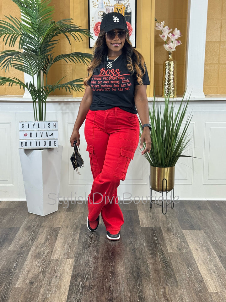 London Cargo Jeans (Red)