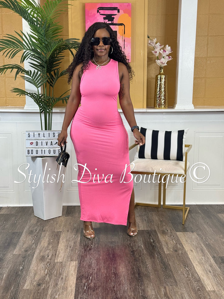 Mona Sleeveless Maxi Dress (Pink)
