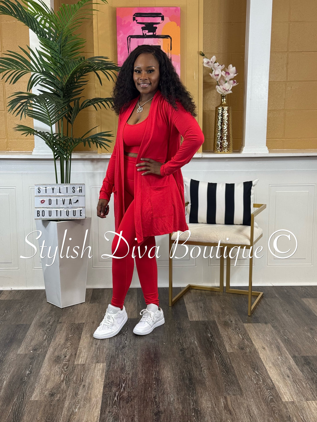 Everyday Open Front Cardigan (Red)