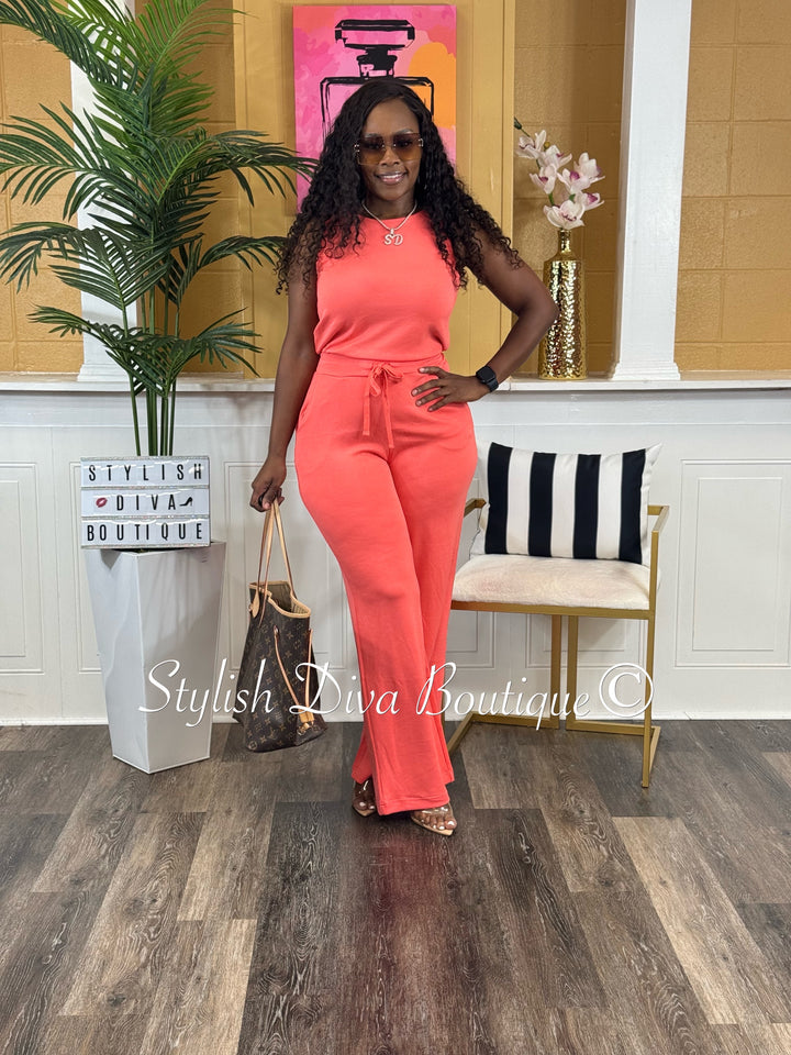Jamie Sleeveless Jumpsuit (Coral)