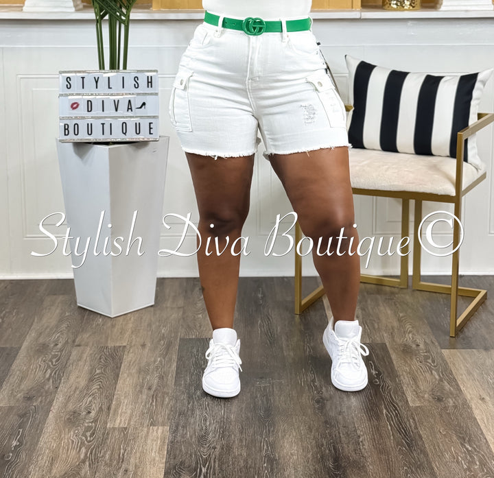 Willow Denim Shorts (White)