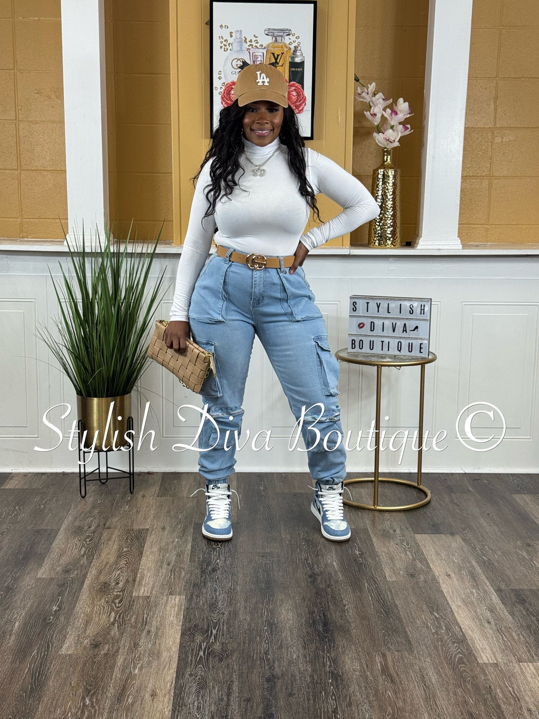 Good Vibes Denim Joggers (Light Denim Wash)