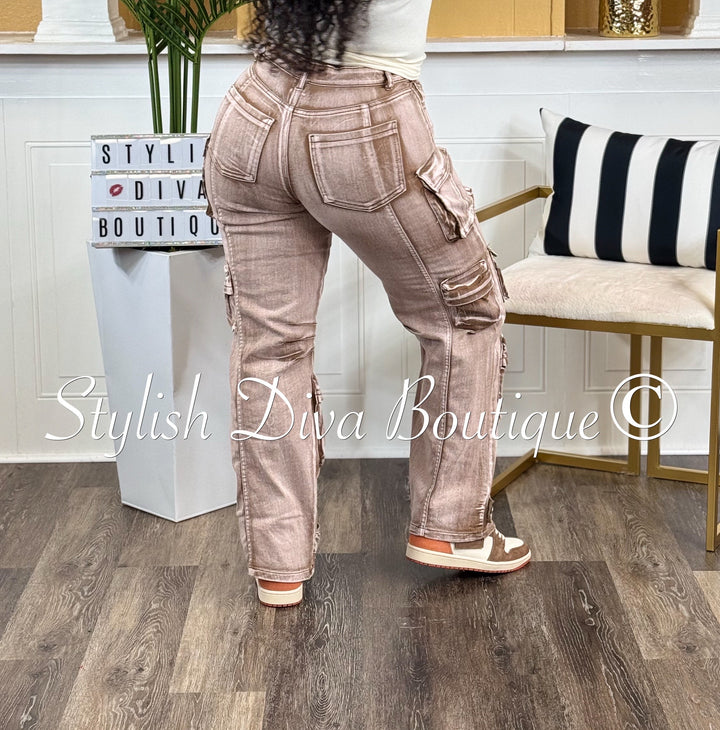Mecca Acid Washed Cargo Pants (Mocha Brown)