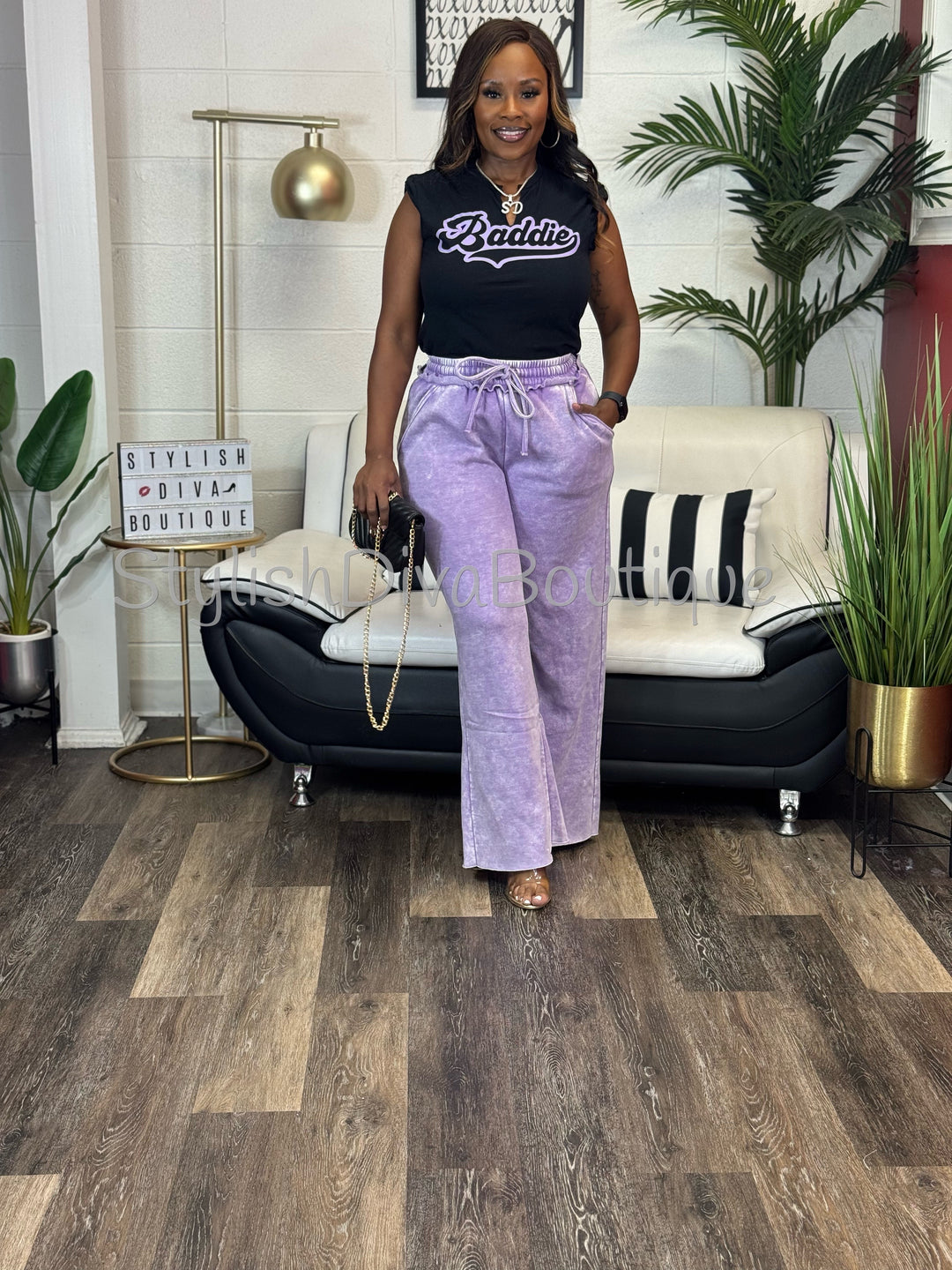 Baddie T-Shirt (Lavender Print)