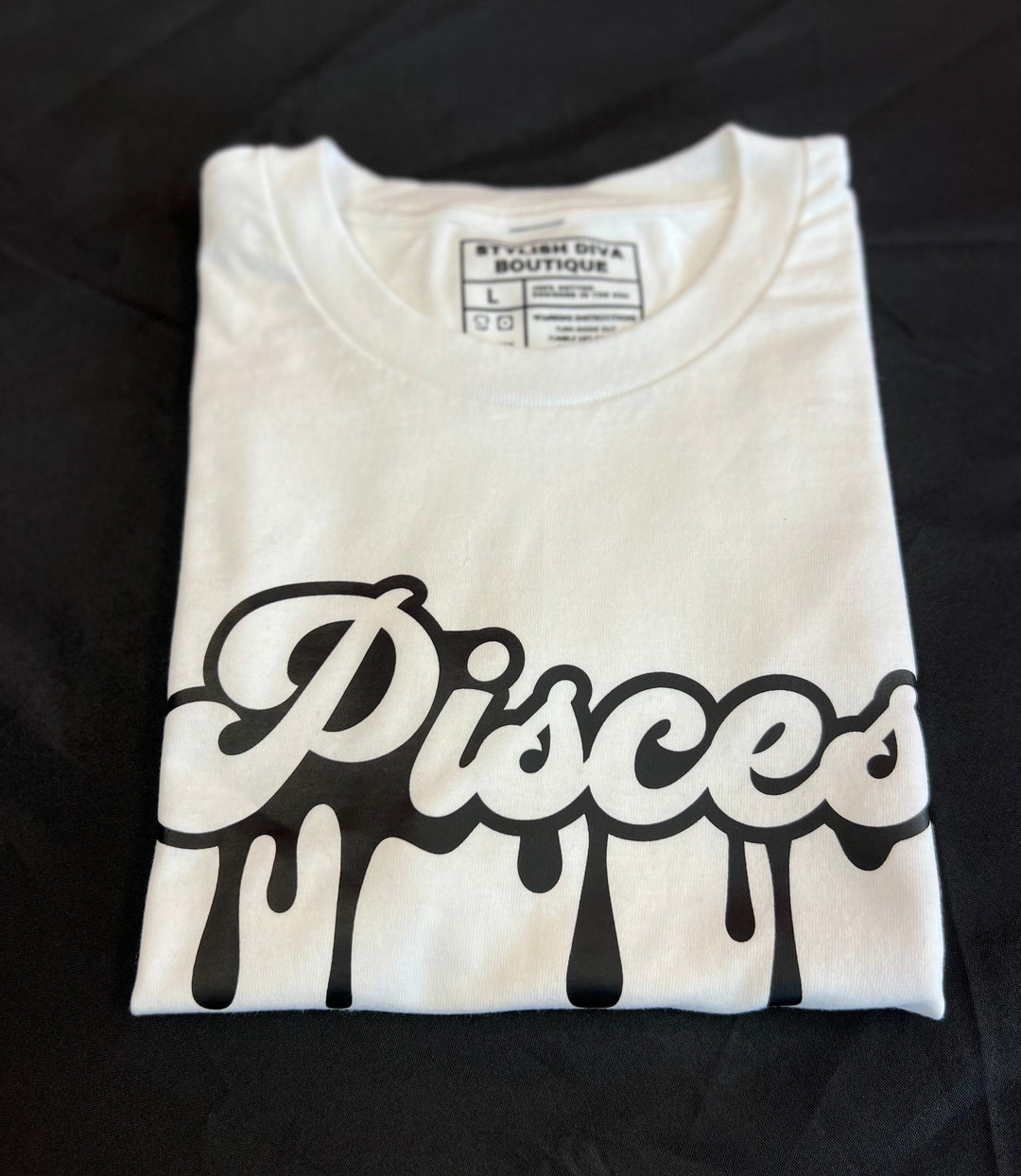 Pisces Dripping T-Shirt (Black Print)