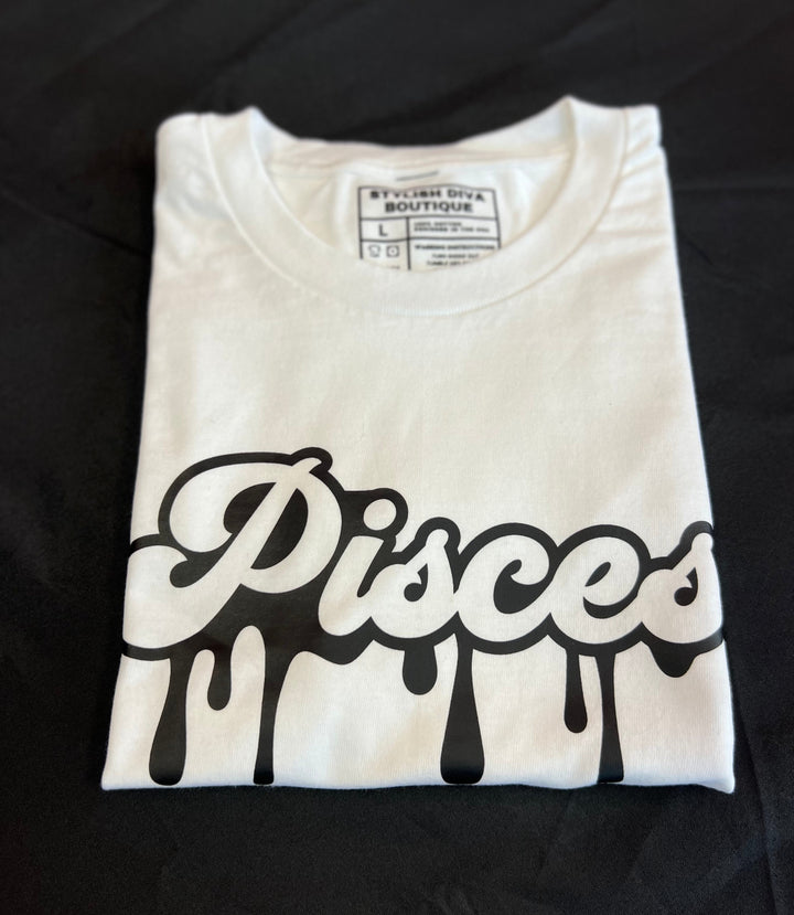 Pisces Dripping T-Shirt (Black Print)