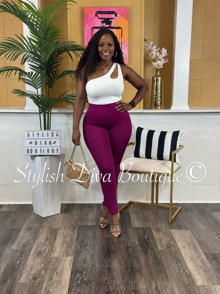 Maddy One Shoulder Bodysuit (White)
