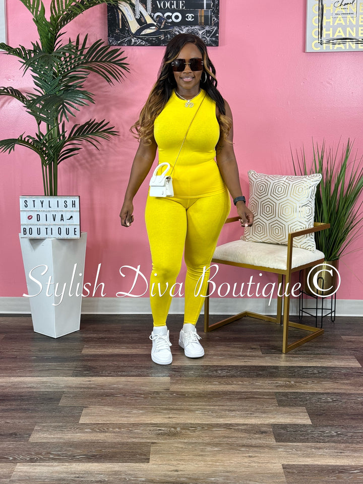 Miranda Sleeveless Legging Set (Yellow)