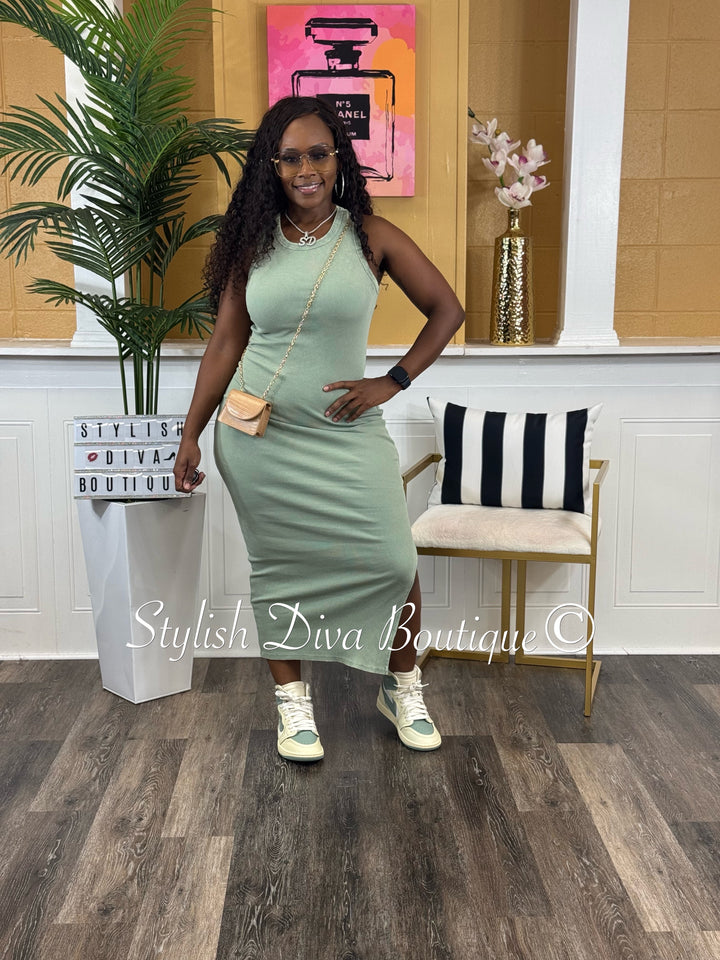 India Midi Dress (Sage Green)