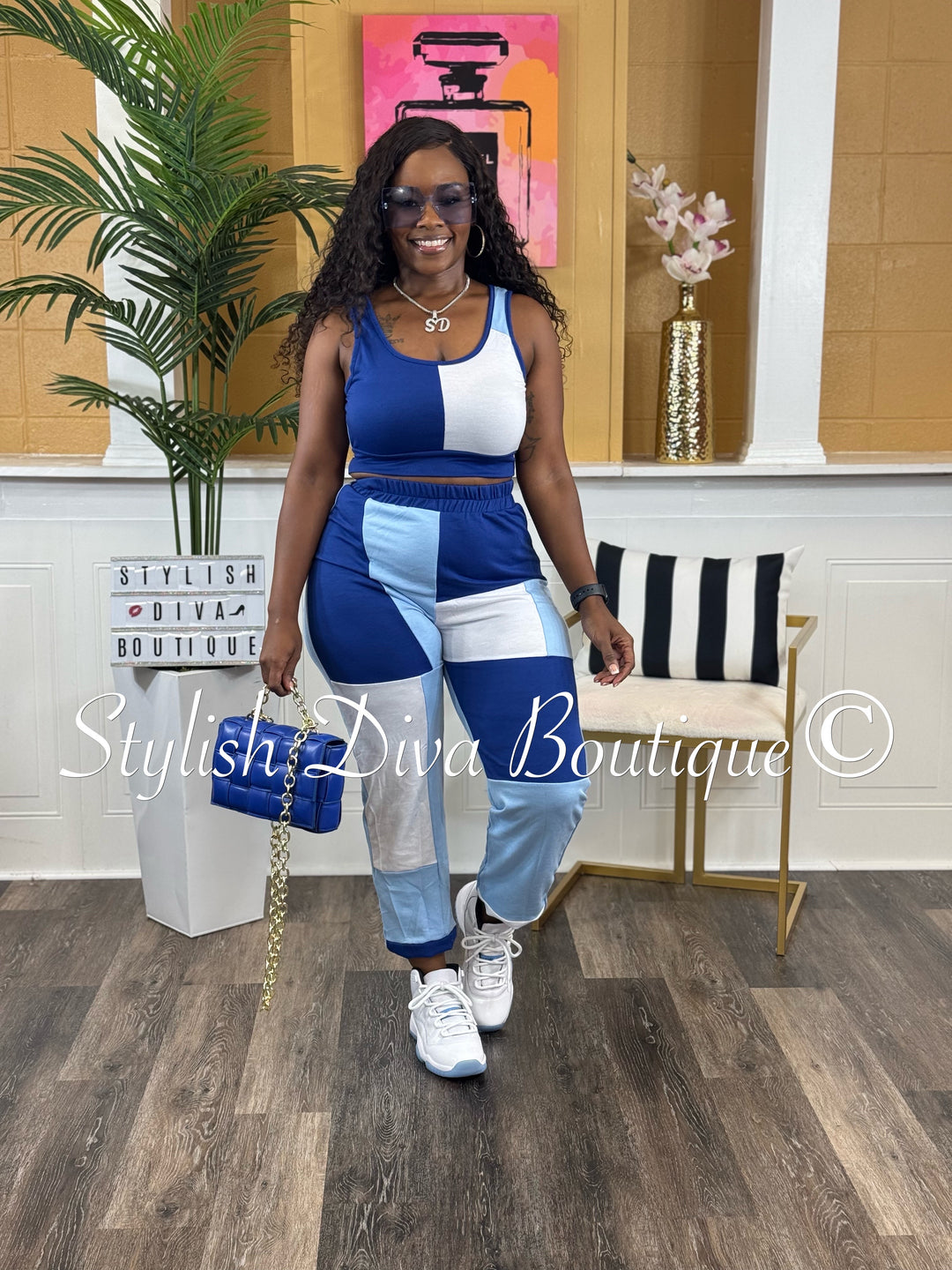 Jeri Colorblock Jogger Set (Shades of Blue)