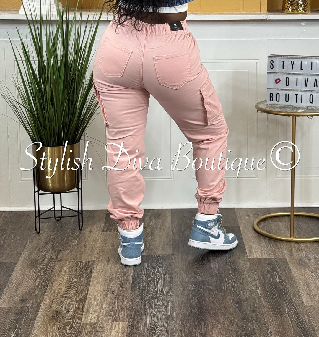 Kima Cargo Joggers (Blush Pink)