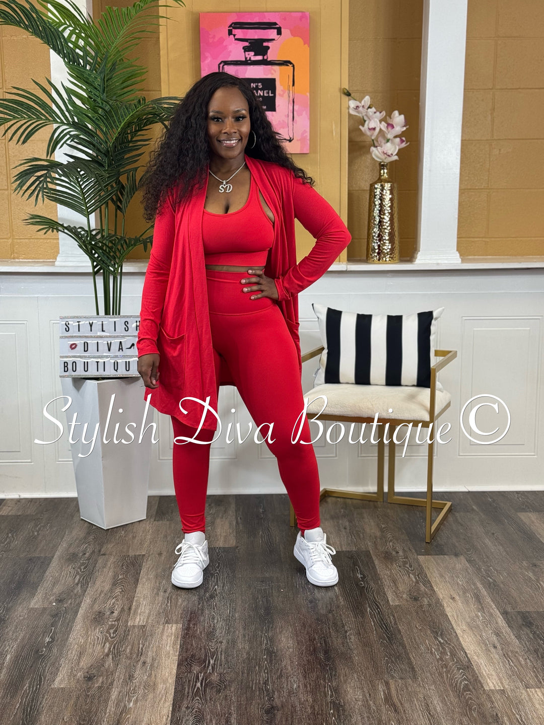 Everyday Open Front Cardigan (Red)