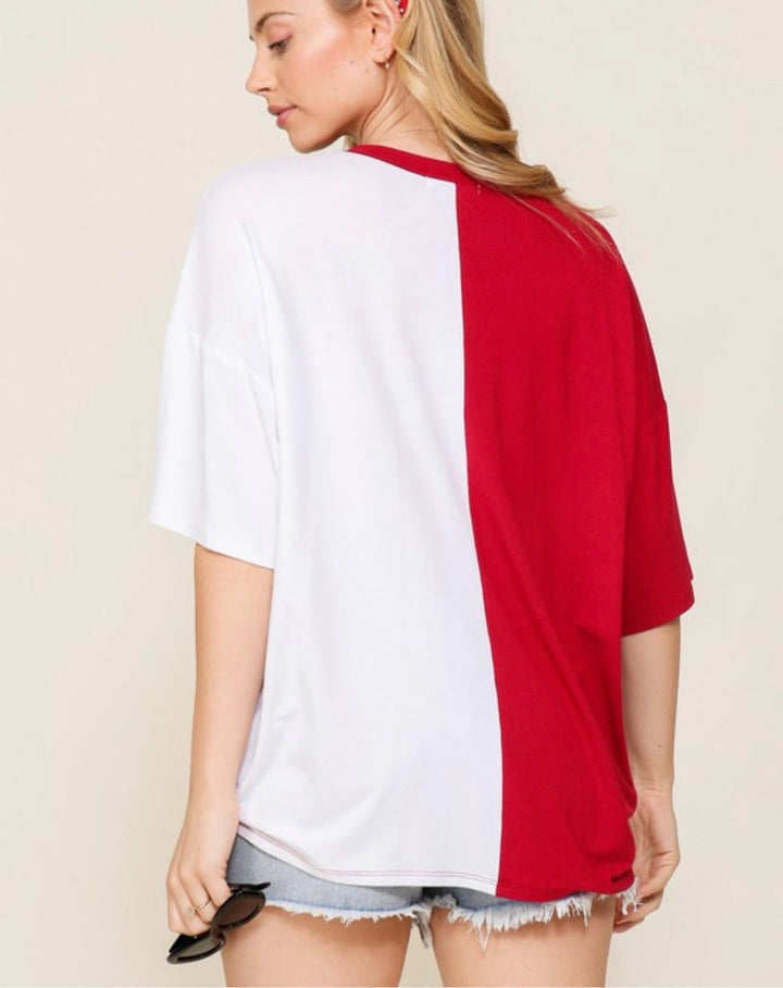 Game Day Two Tone Shirt (Dark Red/White)