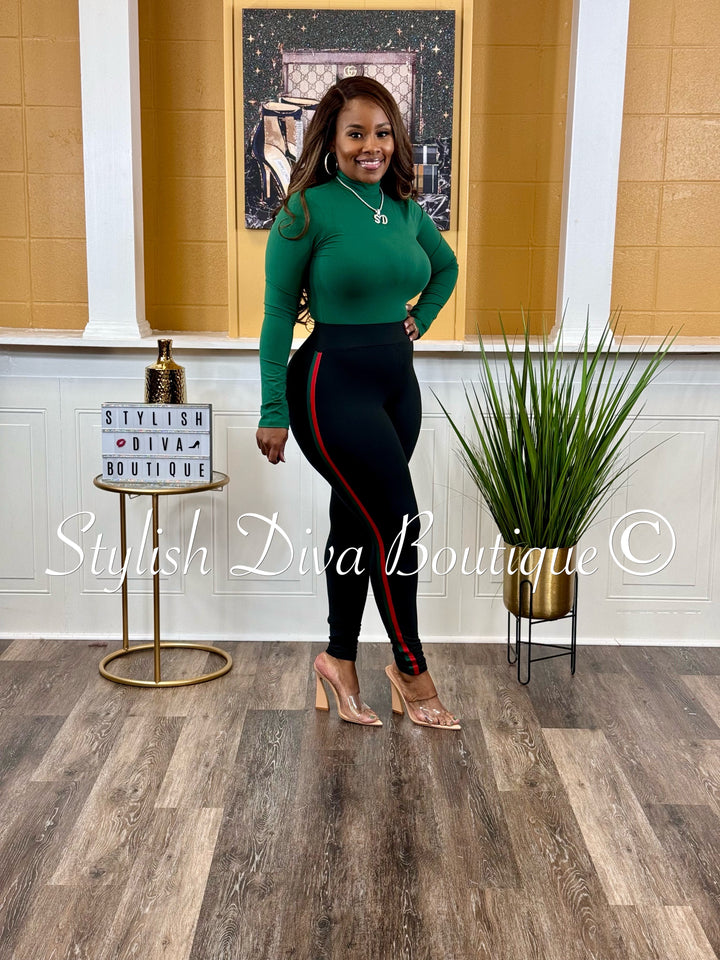 Mazie Mock Neck Bodysuit (Dark Green)