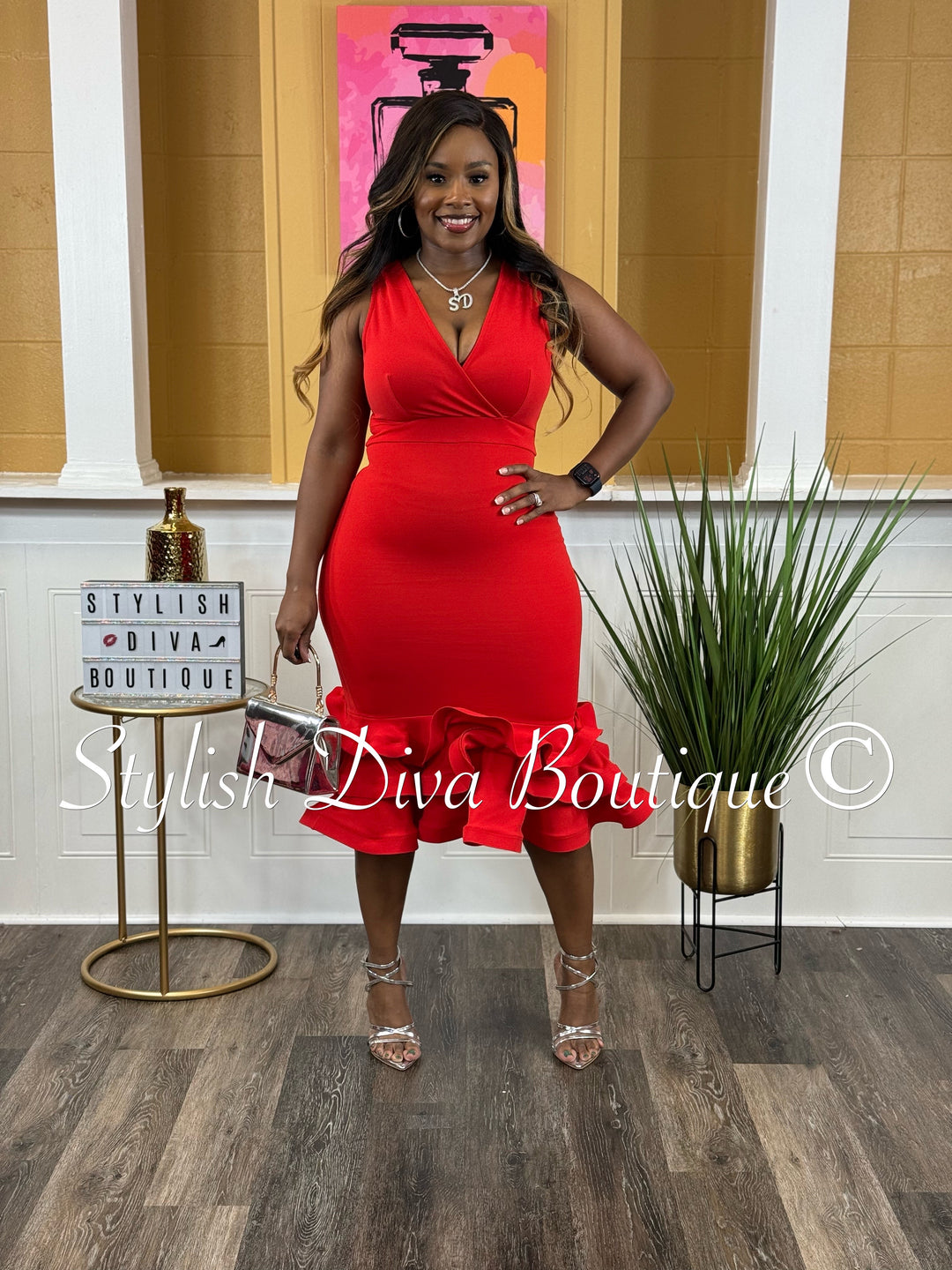 Majestic Midi Dress (Red)