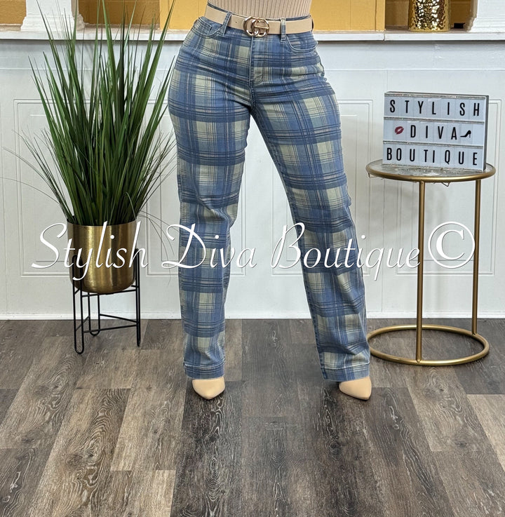 Plaid Perfection Vintage Jeans (Blue Haze)