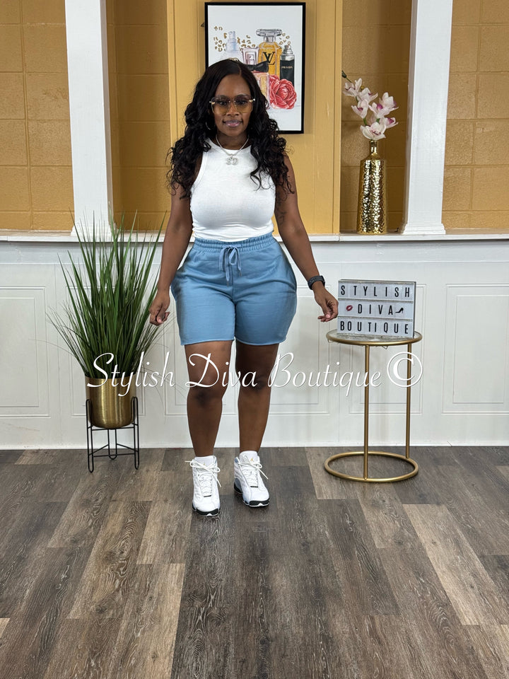 Rida Fleece Biker Shorts (Blue Grey)