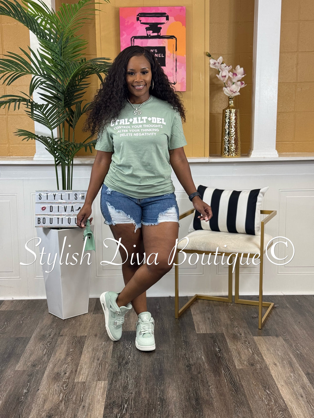 CTRL+ALT+DEL T-Shirt (Seafoam Sage Shirt/White Print)