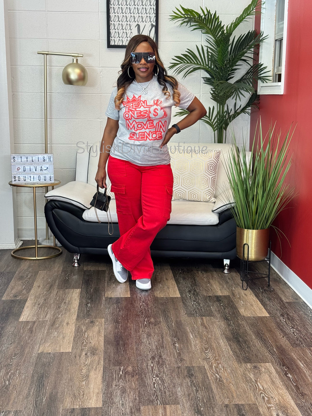 Real Ones Move In Silence T-Shirt (Red Print)