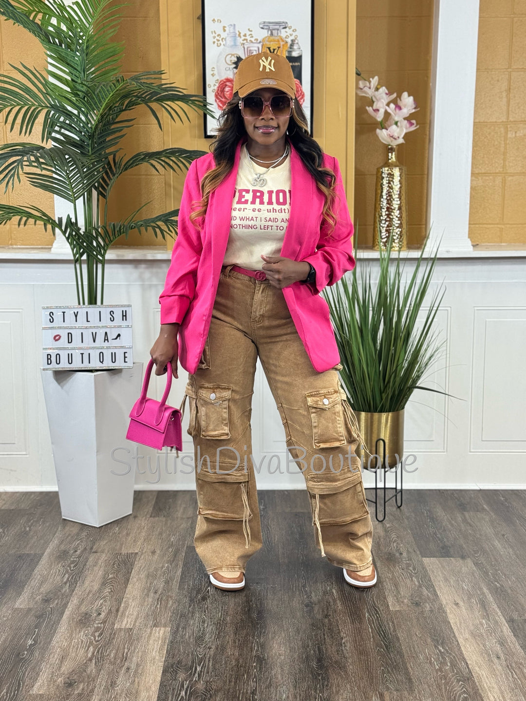 Main Character Acid Wash Cargo Jeans (Tan Wash)