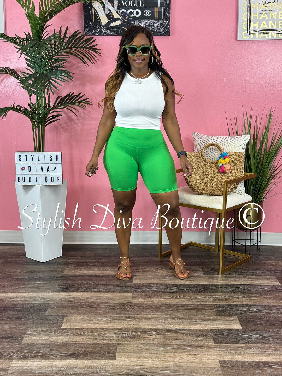 Butter Soft Biker Shorts up to 3XL (Bright Green)