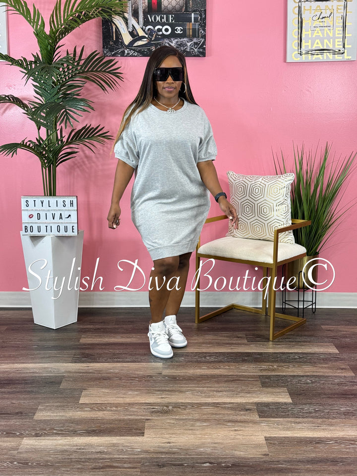 Fallon Oversize Shirt Dress (Heather Grey)