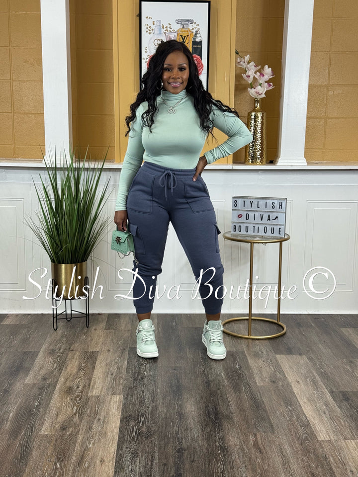 Dena Mock Neck L/S Bodysuit (Sage)