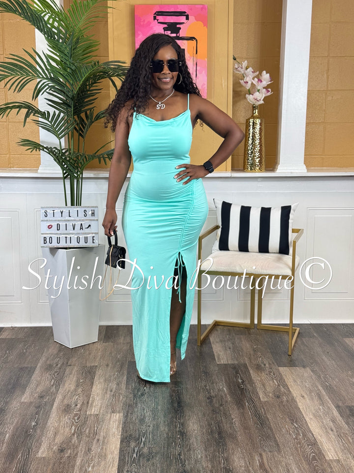 Minnie Cowl Neck Maxi Dress (Mint)