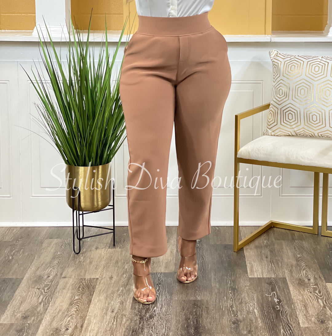 Work It Cropped Pants (Dk Camel)