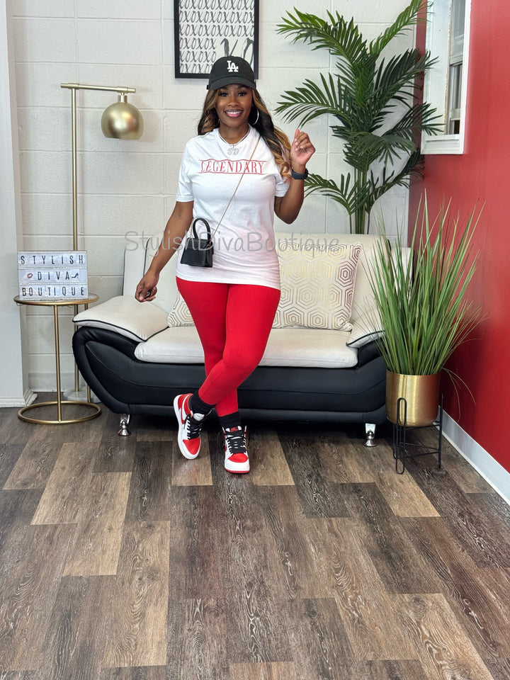 Butter Soft Microfiber Leggings up to 3XL (Red)