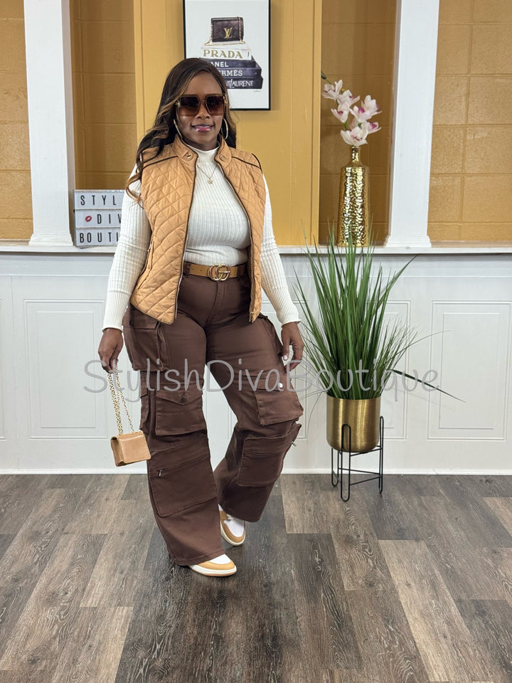 Rowan Quilted Padded Vest up to 2XL (Caramel)