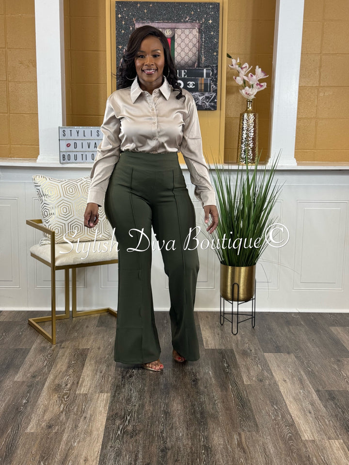 Gia Flare Pants (Dk Olive)