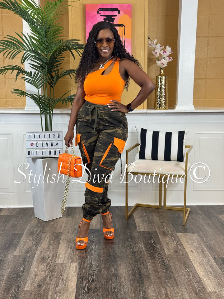 Camo Cargo Joggers up to 3XL (Camo/Orange)