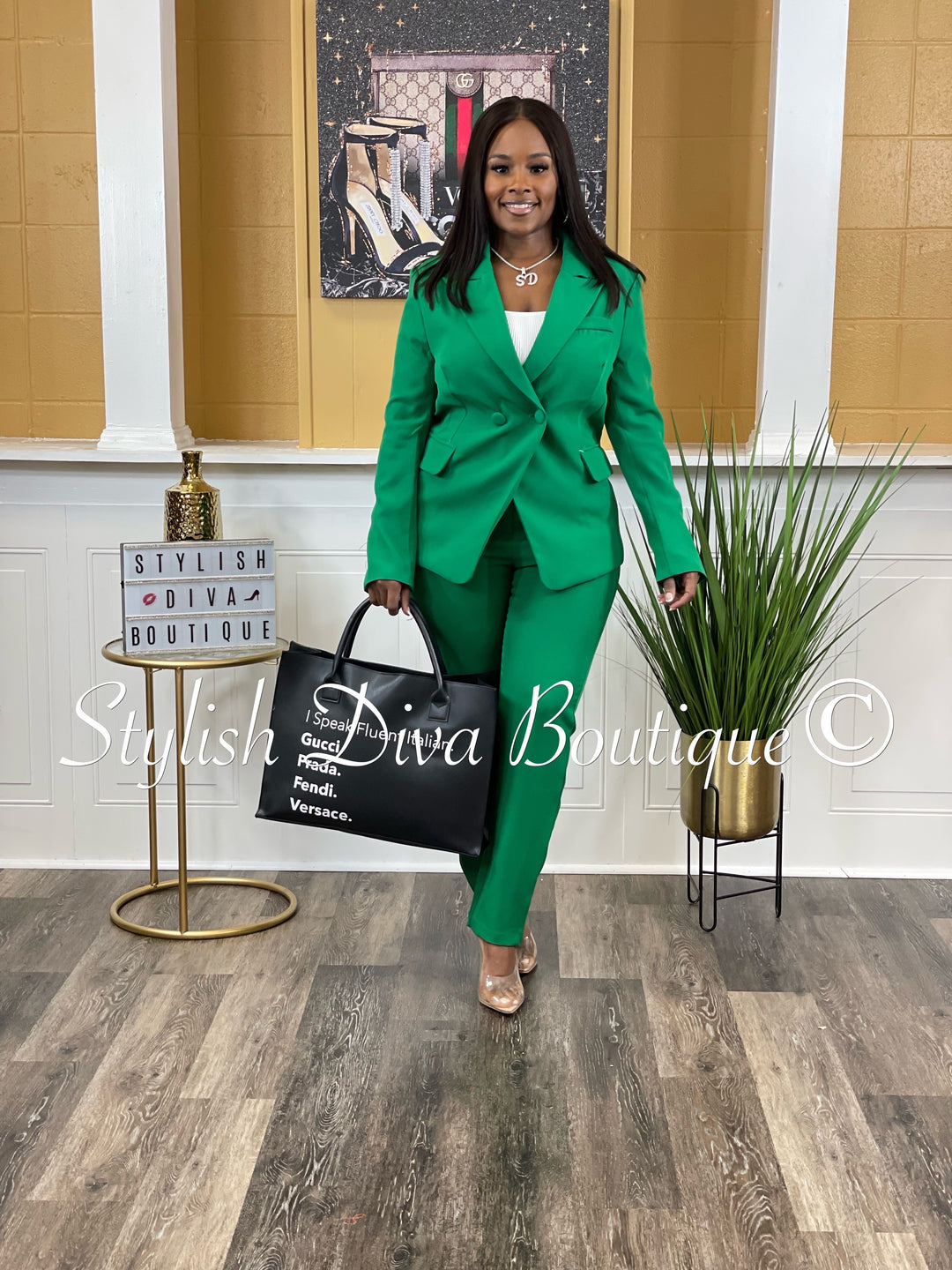 Suited Up Double Breasted Blazer (Dark Green)