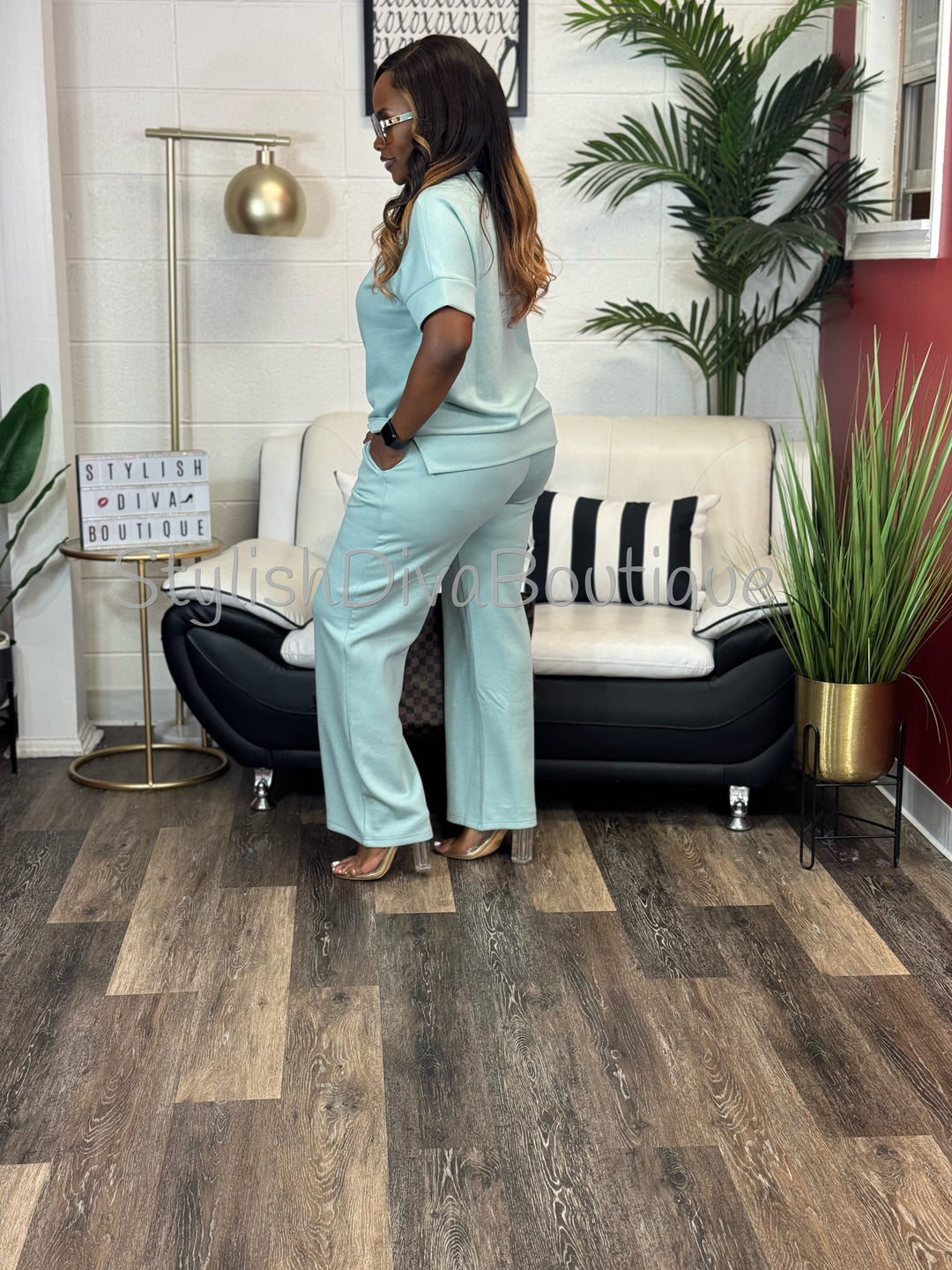 Polished Ease Half Zip Set Up to 3XL (Spring Green)